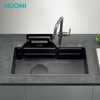 NUOMI WRIGHT Évier de cuisine multifonction en acier inoxydable Évier de cuisine intelligent de luxe Évier de cuisine moderne fait à la main sous le comptoir