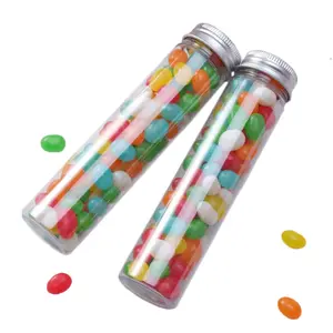 50ml 110ml 115ml 150ml bonbons fond plat transparent Pet Tube à essai en plastique Tube d'emballage en plastique avec capuchon en aluminium