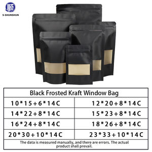 リサイクル可能な食品貯蔵再利用可能なブラッククラフト紙包装スタンドアップジッパーバッグヒートシール可能なクラフトポーチ付きクリアウィンドウ - Product Image 3