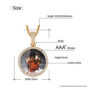 Kalung liontin memori tembaga kustom, dengan zirkon kotak foto Hip-hop liontin Gambar agama Kristen - Product Image 6