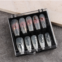 Boîte d'emballage pour ongles en acrylique transparent, étanche et anti-poussière, pour ongles à presser, avec logo de marque personnalisé