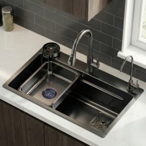 Fregadero de cocina de acero inoxidable 304 de un solo tazón grande, hecho a mano, engrosado, para montaje bajo encimera, para lavar verduras y platos - Product Image 1