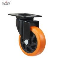 Roue pivotante en PU orange de 100 mm, 125 mm, 150 mm, norme internationale, permettant une rotation à 360° °   Roulettes en polyuréthane rotatives pour machines industrielles