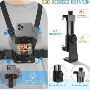 Vente populaire support de montage de sangle de poitrine de téléphone portable stable pour GoPro Hero 12 11 10 9 DJI caméra d'action prise de vue en direct - Product Image 2