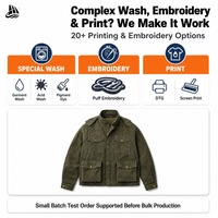 Blouson Moto Homme Vert Olive Brodé en Daim Lavé Style Vintage Usé avec Poches Utilitaires Zippées – Vêtement d'extérieur Décontracté Streetwear