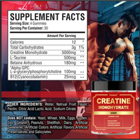 Rosebest, fournisseur chinois, gommes à la créatine monohydrate aromatisées à la fraise, 5 g, sans sucre, supplément de créatine 5000 mg