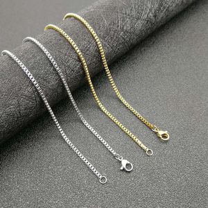 yunnique Unisex Titanium Steel Box <b>Chain</b> Necklace 1.9mm 61cm Gold <b>Silver</b> Color For Men Women Gift Jewelry - Product Image 1