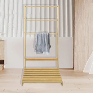 Bambù Free Standing piano portasciugamani scala in legno <span class=keywords><strong>porta</strong></span> <span class=keywords><strong>asciugamani</strong></span> da <span class=keywords><strong>bagno</strong></span> Rack <span class=keywords><strong>per</strong></span> il <span class=keywords><strong>piccolo</strong></span> <span class=keywords><strong>bagno</strong></span> - Product Image 2
