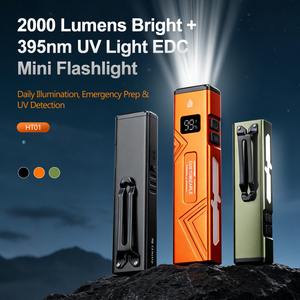Portable Outdoor Camping Ultra Bright LED Torch with 395nm UV <b>Light</b> <b>Rechargeable</b> Digital Display Slim EDC Flashlight - Product Image 2