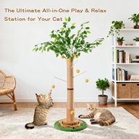 ZMaker Nouveau Grand Griffoir pour Chats d'Intérieur Adultes avec Corde en Sisal et Balle Suspendue pour Chats de Taille Moyenne à Grande