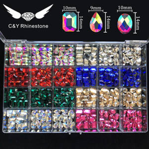 CY N2 Bling azul Rosa AB Mocha en forma de cristal caja de diamantes de imitación para uñas Piedras Blancas diamantes de imitación para uñas - Product Image 4