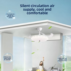 Moderner Einziehbarer ABS-Deckenventilator mit Fernbedienung 3 Flügel <span class=keywords><strong>LED</strong></span> für Schlafzimmer & Esszimmer Geräuscharmer Betrieb - Product Image 3