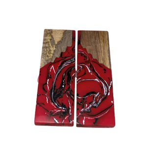 Nuevas Empuñaduras de Cuchillo Híbridas Estabilizadas de Resina de Madera Roja y Negra, Imitación Antigua con Tacto Real, Producto Artesanal Natural, Bien Usado - Product Image 1