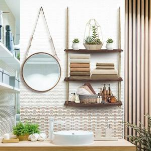 JUNJI Wall Decor Rope <strong>Shelf</strong> Knick Knack <strong>Shelf</strong> <strong>Rustic</strong> Home Decor Home <strong>Wooden</strong> Wall Mounted <strong>Shelf</strong> - Product Image 3