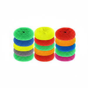 Juego de 15 estropajos de malla de nailon de colores arcoíris que no rayan, almohadillas redondas de plástico para platos, ollas, esponjas y estropajos. - Product Image 2