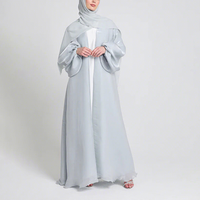 Abaya ouverte traditionnelle musulmane sur mesure pour femmes, confectionnée en tissu de qualité supérieure, avec manches bouffantes, vêtement élégant