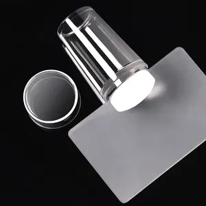 Silicone Transparent Nail Art Stamping Kit French For Manicure Plate Stamp Polish Stencil Template Seal Stamper Scraper