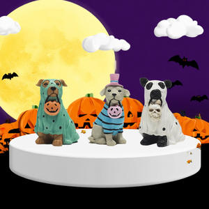 Figur Aksi Hewan Anjing Labu Hantu Halloween Kreatif, Dekorasi Meja Rumah, Kerajinan Resin Lucu, Patung Fashion - Product Image 1