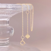 Chaîne en or massif 9K 14K 18K, vente en gros, collier pour femme, chaîne fine et plate, chaîne à maillons minuscules, bijoux réglables