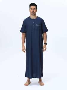 Robe longue à manches courtes élégante pour hommes, idéale pour la prière, lavable en machine, confortable et de haute qualité - Product Image 2