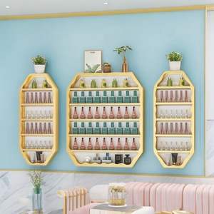 Nouvelle étagère murale en fer pour salons de beauté et salons de manucure, organisateur et présentoir de vernis à ongles doré - Product Image 2