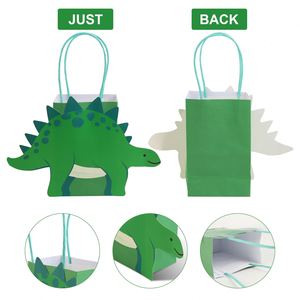 Kids' <b>Birthday</b> <b>Decorations</b> Supplies Party Gift 8Pcs <b>Dinosaur</b> Paper Bags With Handles - Product Image 2