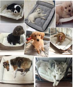 Sofá cama de lujo para mascotas, venta al por mayor, nido de perro de doble cara de algodón, camas rectangulares grandes para gatos - Product Image 2