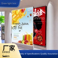 Boîte lumineuse LED ultra-fine en alliage d'aluminium de 1 cm, à suspendre/murale, 5000 lumens, avec verre trempé, affichage de menu coulissant pour restaurant