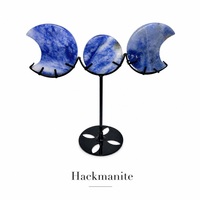 Ornement sculpté triple lune et soleil en cristal naturel, support de phases lunaires, décoration d'intérieur sorcellerie, cadeau artisanal, vente en gros