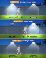 Lampes solaires LED à clipser IP67 avec détecteur de mouvement, télécommande, angle de faisceau réglable à 270°, 300W haute luminosité pour extérieur et jardin