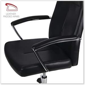 Chaise de travail en cuir Alera Workspace, supporte jusqu'à 275 lb, hauteur d'assise de 18,19 po à 21,93 po, siège et dossier en cuir PU noir - Product Image 3