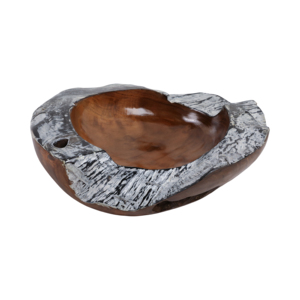 Ciotola decorativa in legno di teak con bordi bruciati per centrotavola da caffè, decorazione per la casa, accessorio per il piano della cucina - Product Image 4