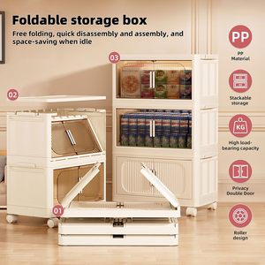 1-6 Layers Foldable <b>Plastic</b> <b>Storage</b> Dresser Cabinet <b>Drawer</b> Organizer for Bedroom Kitchen Living Room Standing Type Wheels - Product Image 4