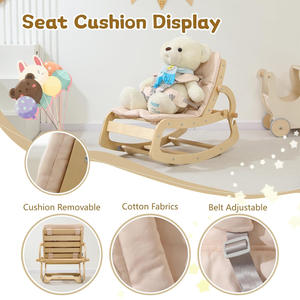 Transat bébé personnalisé en bois réglable, chaise à bascule ergonomique avec coussin amovible, ceinture de sécurité et rehausseur - Product Image 4
