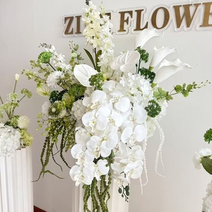 Composizione Floreale Artificiale ZIKE per Cerimonie Nuziali, Orchidea Bianca e Ortensia Verde in Seta per Scenografie di Eventi - Product Image 6