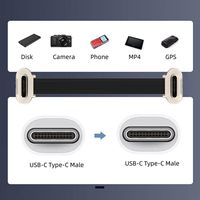 Câble USB C vers USB C court, transfert de données haute vitesse PD à angle plat de type C double à 90 degrés, 2.95 pouces/7.5cm/15cm noir