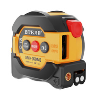 Mètre à ruban laser numérique électrique 3-en-1 BTE Premium, construction en caoutchouc noir souple avec écran LCD, commutateur métrique/imperial