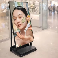 Écran publicitaire portable XOB 55 pouces, affichage numérique LCD intérieur, support mobile léger, angle réglable, contrôle CMS