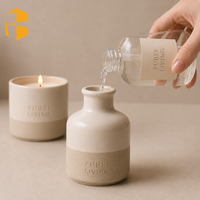 FUBEI LIVING – Coffret Cadeau de Luxe pour la Maison : Pot à Bougie en Céramique Personnalisé avec Logo, Diffuseur à Bâtonnets Bicolore Crème et Sable Mat – Vente en Gros