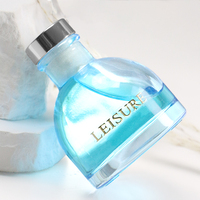 Bouteille diffuseur de parfum en verre bleu de luxe 50 ml avec logo personnalisé, vide, pour diffuseur à bâtonnets, avec bouchon en liège, emballée en carton