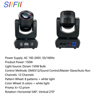 Projecteur LED Beam 150W à tête mobile avec prisme et effet frost, éclairage de scène DMX512, certifié CE RoHS