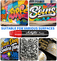 Marqueur acrylique jumbo à pointes larges de 15 mm pour l'art, les enseignes, la lettrage, le coloriage, la peinture scolaire pour étudiants sur pierre, métal, verre, tissu