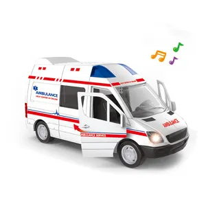 1 32 Scale Open Door Alloy Pull Back Car Ambulance Diecast Car Toy With Sound Light