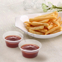 Gobelet à sauce jetable moderne, écologique, transparent, rond, en plastique, 2 oz, avec couvercle séparé