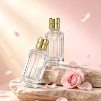 Bouteilles de parfum en verre en gros 50 ml avec capuchon pulvérisateur, cylindres transparents, flacons vides rechargeables pour parfum