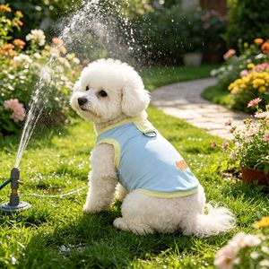 Veste d'été respirante en nylon pour Bichon Frise, vêtements pour animaux de compagnie sans manches, bleu clair et rose, pour usage extérieur - Product Image 2