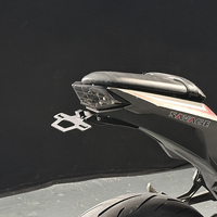 Support de plaque d'immatriculation de moto réglable en acier inoxydable noir mat avec éclairage arrière, universel pour Kawasaki Ninja