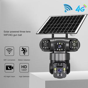 OEM/ODM 6MP năng lượng mặt trời cctv camera an ninh 3 video không dây 4G s-urveillance 4G Thẻ Sim V380 Pro ba ống kính IP PTZ năng lượng mặt trời sạc - Product Image 2