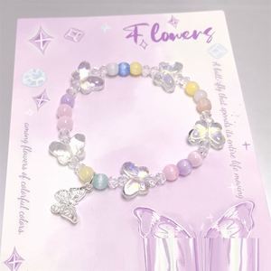 Pulsera de Cuentas de Cristal Roto INS Fantasy Popcorn con Dije de Mariposa, Color Degradado, para Niñas y Mujeres, Pulseras de la Amistad, Regalo de Joyería - Product Image 4