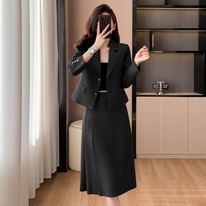 Women's Short <b>Blazer</b> <b>Set</b> Polyester Three Quarter Sleeve Anti-Wrinkle Business Suit Spring Professional Wear - Product Image 2
